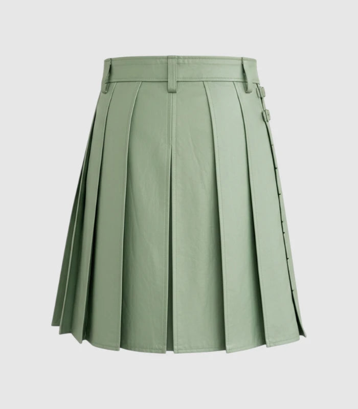 Plain Light Green Leather Kilt Back