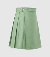 Plain Light Green Leather Kilt Right Side