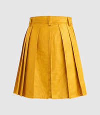 Plain Mustard Yellow Leather Kilt Back