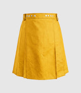 Plain Mustard Yellow Leather Kilt Front