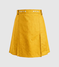 Plain Mustard Yellow Leather Kilt Front