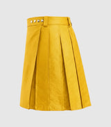 Plain Mustard Yellow Leather Kilt Left Side