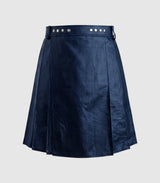 Plain Navy Blue Leather Kilt Front