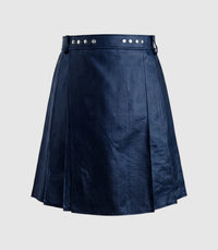 Plain Navy Blue Leather Kilt Front