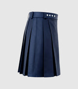 Plain Navy Blue Leather Kilt Right Side