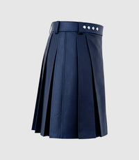 Plain Navy Blue Leather Kilt Right Side