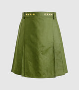 Plain Olive Green Leather Kilt Front