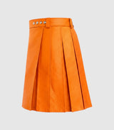 Plain Orange Leather Kilt Left Side 