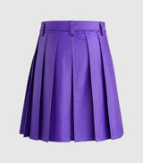 Plain Purple Leather Kilt Back