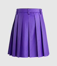 Plain Purple Leather Kilt Back