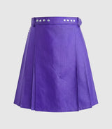Plain Purple Leather Kilt Front