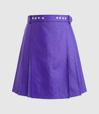 Plain Purple Leather Kilt Front