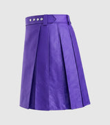 Plain Purple Leather Kilt Left Side