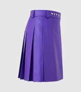 Plain Purple Leather Kilt Right Side