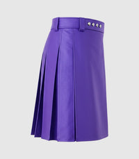 Plain Purple Leather Kilt Right Side