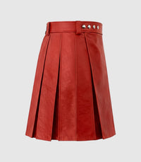 Plain Red Leather Kilt Right Side