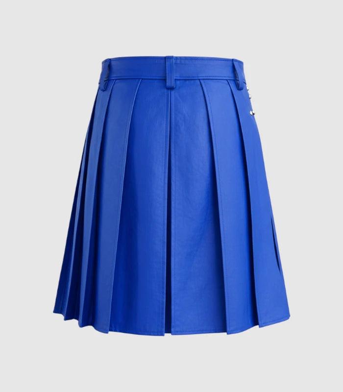 Plain Royal Blue Leather Kilt Back