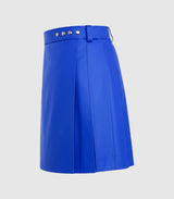 Plain Royal Blue Leather Kilt Left Side 
