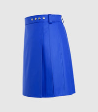 Plain Royal Blue Leather Kilt Left Side 