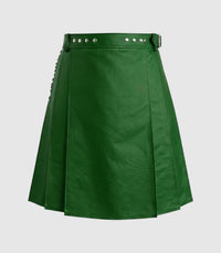 Plain Standard Green Leather Kilt Front 