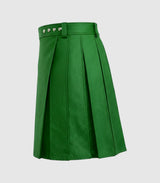 Plain Standard Green Leather Kilt Left Side