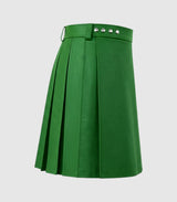 Plain Standard Green Leather Kilt Right Side