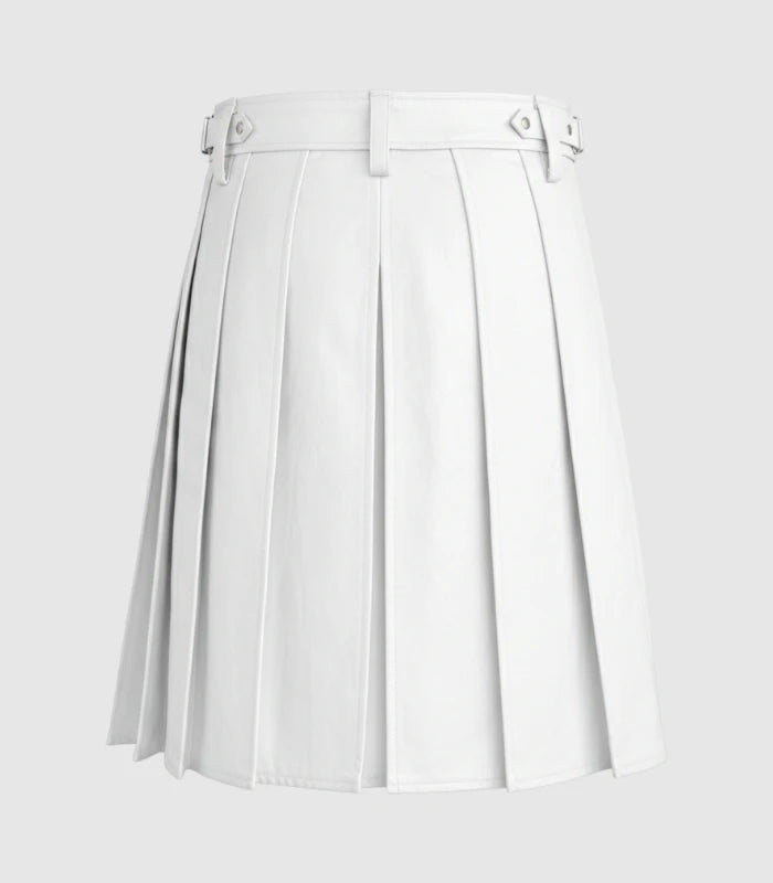 Plain White Leather Kilt Back