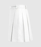 Plain White Leather Kilt Left Side