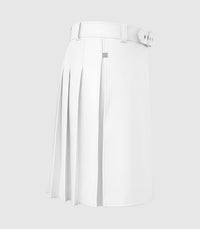 Plain White Leather Kilt Right Side