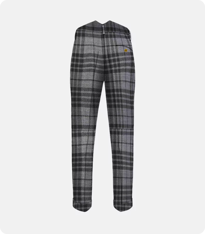 Premium Quality Grey Watch Tartan Trousers Back