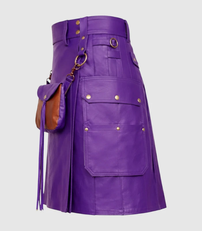 Purple Leather Kilt Left Side