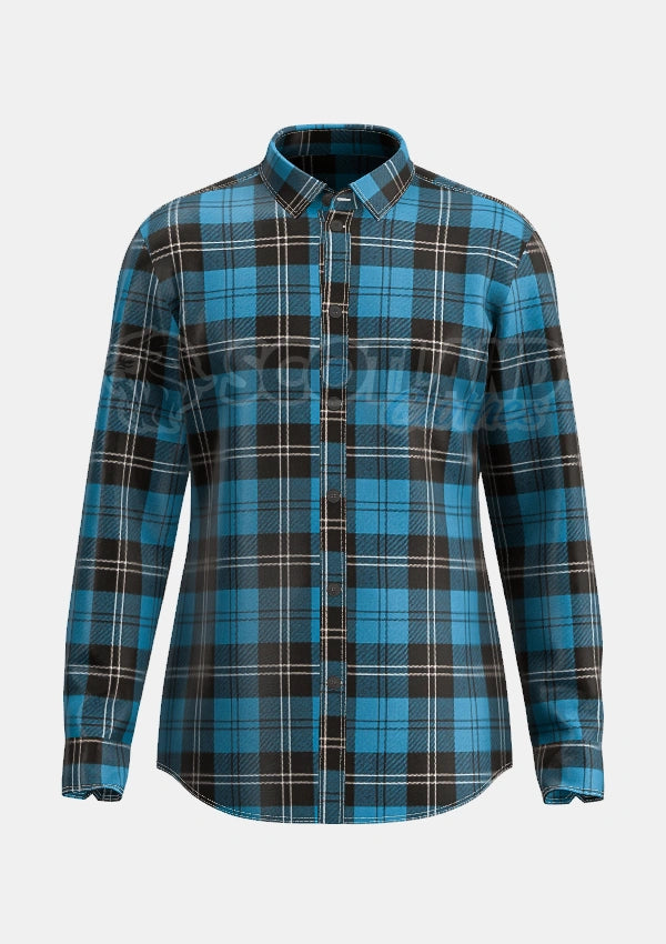 Ramsay Blue Tartan Shirt Front
