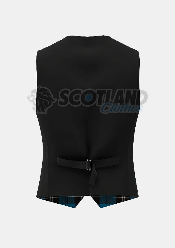 Ramsay Blue Tartan Waistcoat Back
