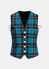 Ramsay Blue Tartan Waistcoat Front