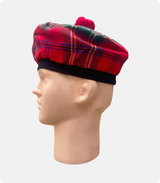 Red Royal Stewart Tartan Tam O Shanter Hat Left Side