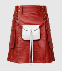 Red Leather Kilt Front 
