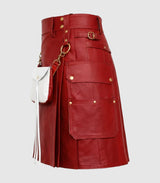Red Leather Kilt Left Side