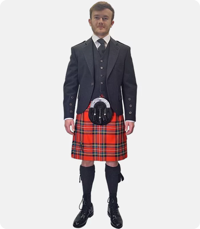 Kilt-Outfits im Royal Stewart Tartan