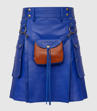 Royal Blue Leather Kilt Front