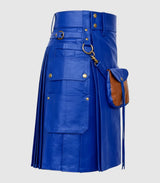 Royal Blue Leather Kilt Right Side
