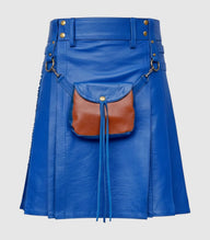 Standard Blue Leather Kilt Front