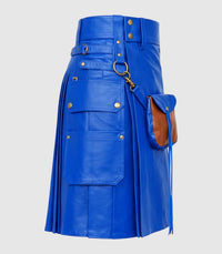 Standard Blue Leather Kilt Right Side