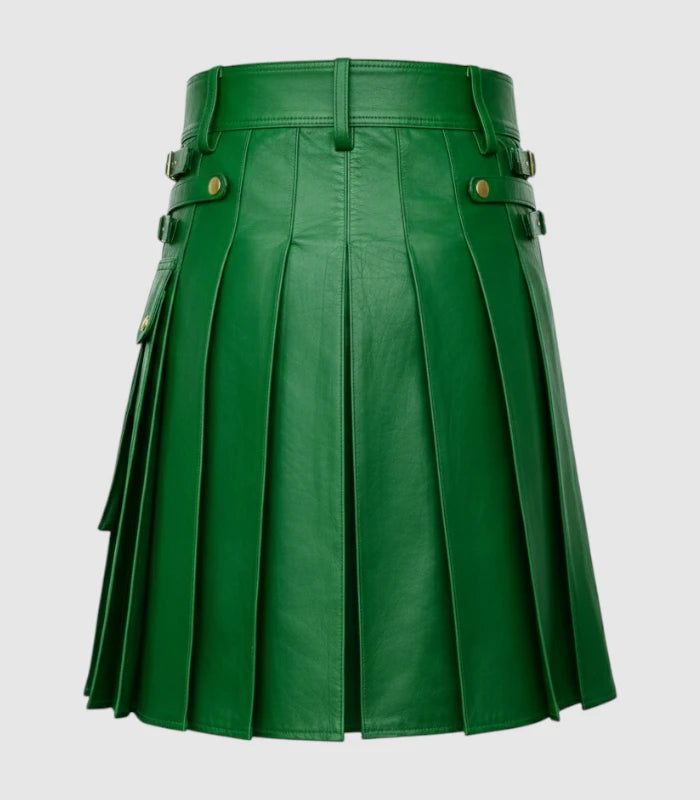 Standard Green Leather Kilt Back