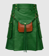 Standard Green Leather Kilt Front