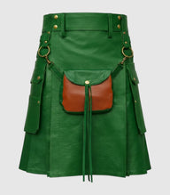 Standard Green Leather Kilt Front