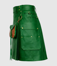 Standard Green Leather Kilt Left Side