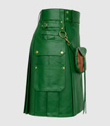 Standard Green Leather Kilt Right Side