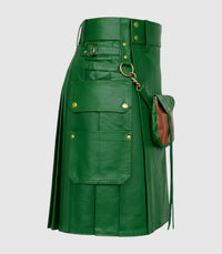 Standard Green Leather Kilt Right Side