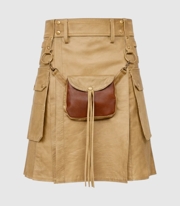 Tan Leather Kilt Front