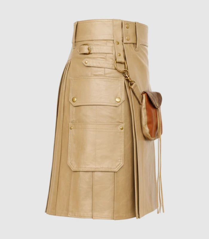 Tan Leather Kilt Right Side